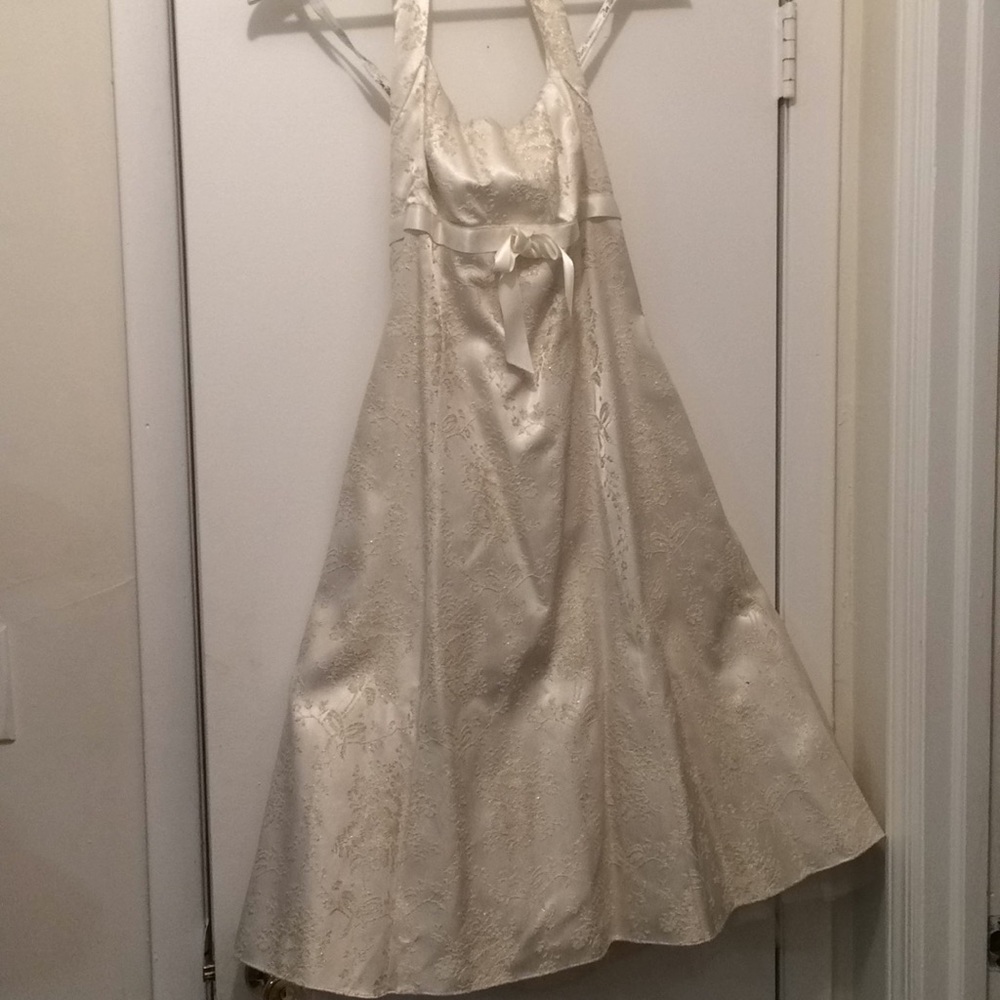 Ivory Dress With Gold floral prints